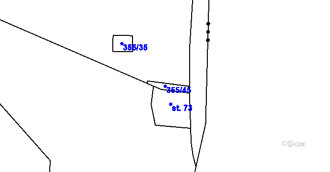 Parcela st. 355/45 v KÚ Lešany nad Sázavou, Katastrální mapa
