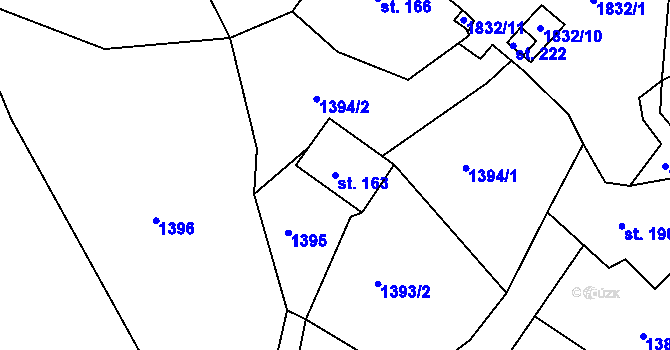 Parcela st. 163 v KÚ Lešany, Katastrální mapa