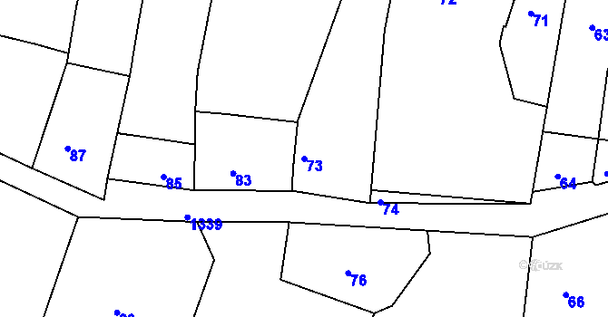 Parcela st. 73 v KÚ Lešany u Prostějova, Katastrální mapa