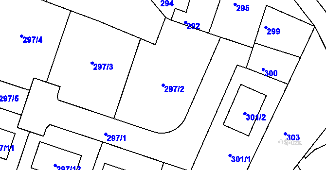 Parcela st. 297/2 v KÚ Lešany u Prostějova, Katastrální mapa