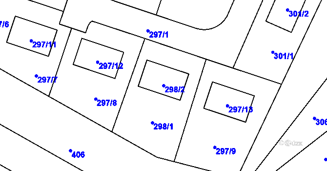 Parcela st. 298/2 v KÚ Lešany u Prostějova, Katastrální mapa