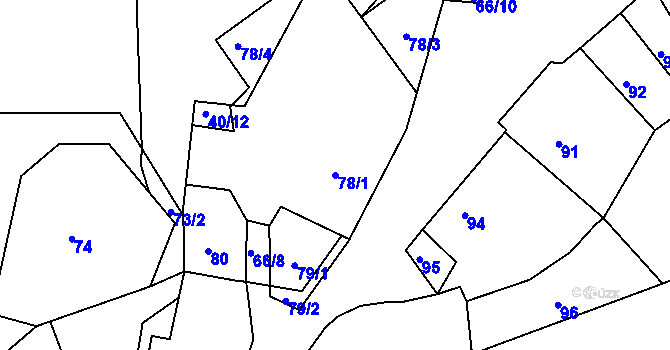 Parcela st. 78/1 v KÚ Lešetice, Katastrální mapa