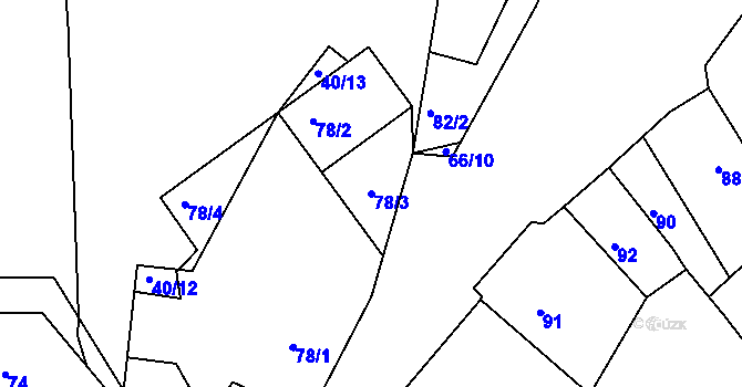 Parcela st. 78/3 v KÚ Lešetice, Katastrální mapa