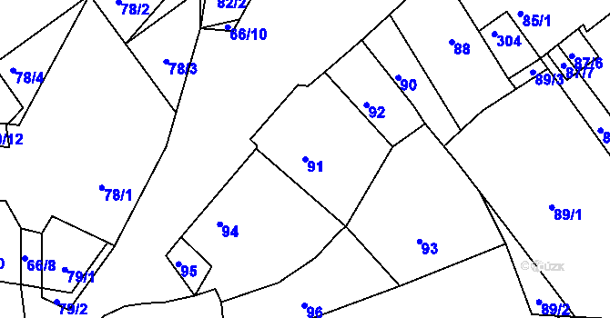 Parcela st. 91 v KÚ Lešetice, Katastrální mapa