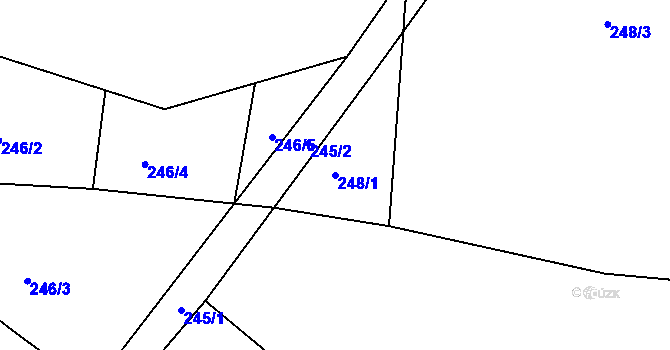 Parcela st. 248/1 v KÚ Lešetice, Katastrální mapa