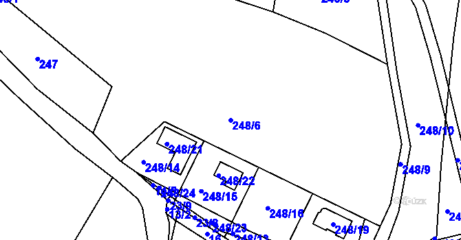 Parcela st. 248/6 v KÚ Lešetice, Katastrální mapa