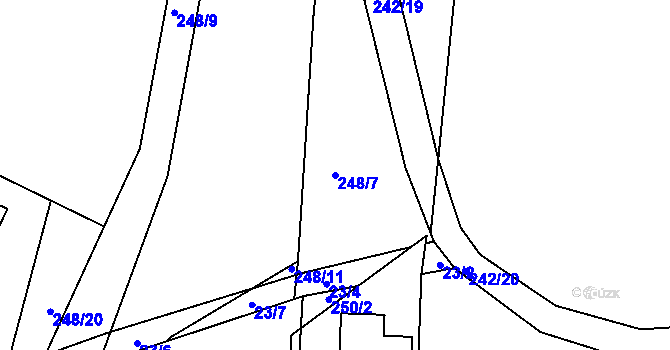 Parcela st. 248/7 v KÚ Lešetice, Katastrální mapa