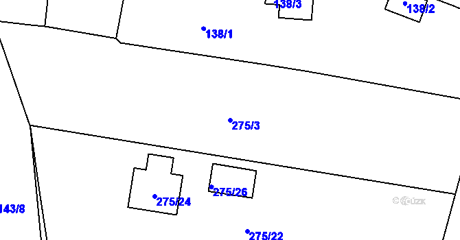 Parcela st. 275/3 v KÚ Lešetice, Katastrální mapa
