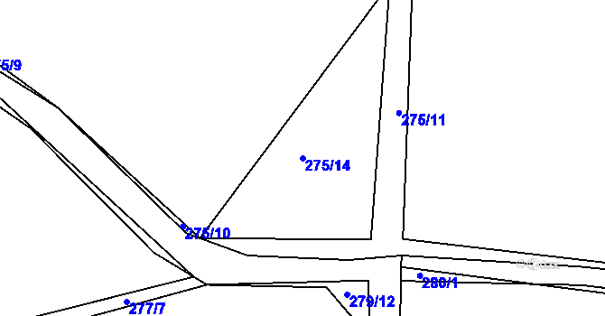 Parcela st. 275/14 v KÚ Lešetice, Katastrální mapa