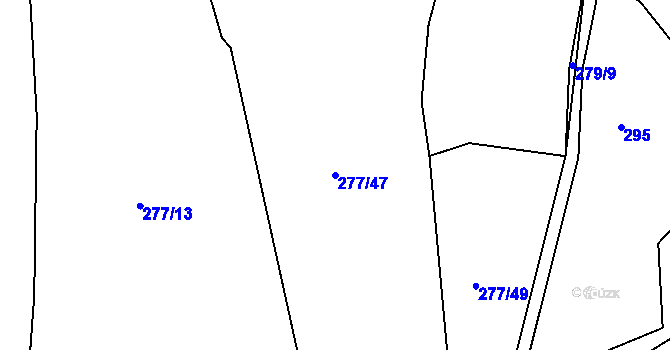 Parcela st. 277/47 v KÚ Lešetice, Katastrální mapa