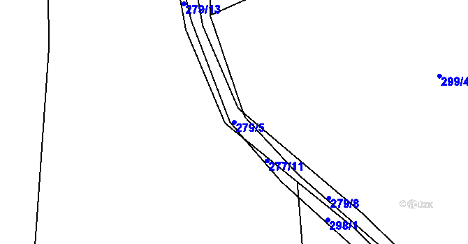 Parcela st. 279/5 v KÚ Lešetice, Katastrální mapa