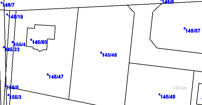 Parcela st. 145/48 v KÚ Lešetice, Katastrální mapa