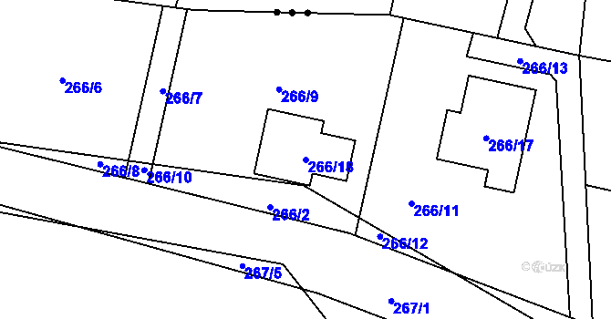 Parcela st. 266/18 v KÚ Lešetice, Katastrální mapa