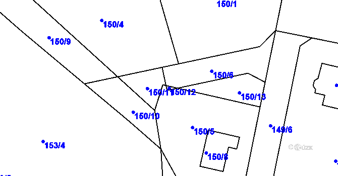 Parcela st. 150/12 v KÚ Lešetice, Katastrální mapa