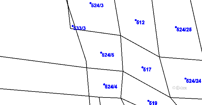 Parcela st. 524/5 v KÚ Leškovice, Katastrální mapa