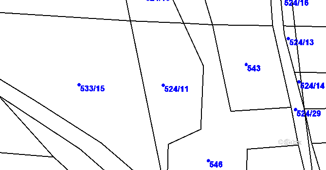 Parcela st. 524/11 v KÚ Leškovice, Katastrální mapa