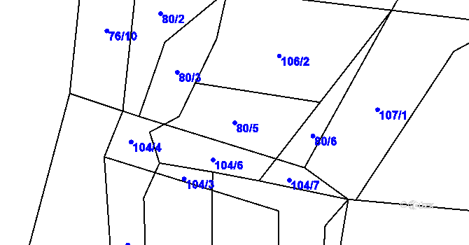 Parcela st. 80/5 v KÚ Leškovice, Katastrální mapa