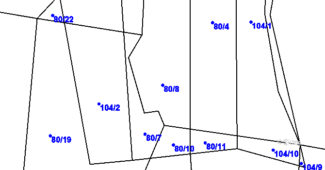 Parcela st. 80/8 v KÚ Leškovice, Katastrální mapa