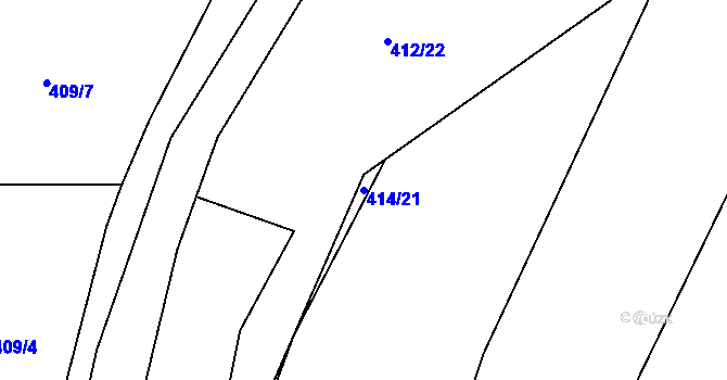 Parcela st. 414/21 v KÚ Leškovice, Katastrální mapa