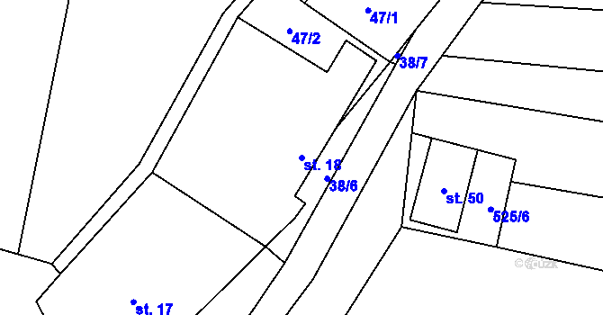 Parcela st. 18 v KÚ Leškovice, Katastrální mapa