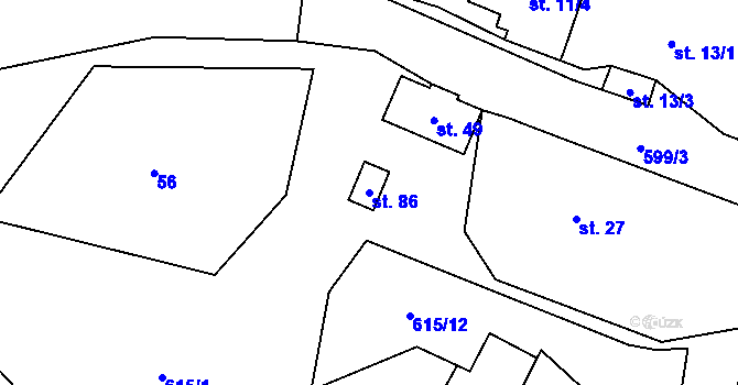 Parcela st. 86 v KÚ Leškovice, Katastrální mapa