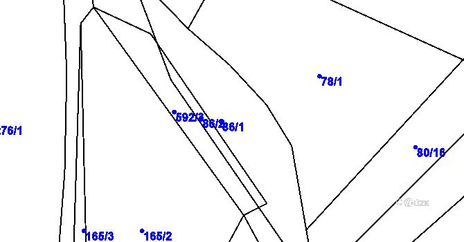 Parcela st. 86 v KÚ Leškovice, Katastrální mapa