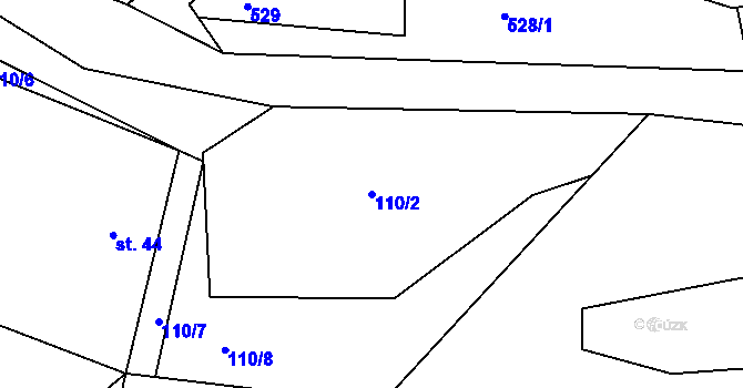 Parcela st. 110/2 v KÚ Leškovice, Katastrální mapa