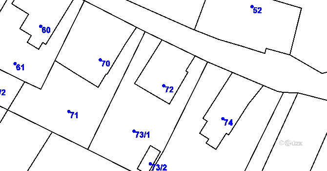 Parcela st. 72 v KÚ Lešná, Katastrální mapa