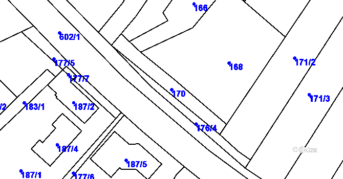 Parcela st. 170 v KÚ Lešná, Katastrální mapa
