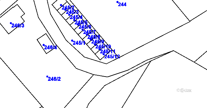 Parcela st. 245/12 v KÚ Lešná, Katastrální mapa