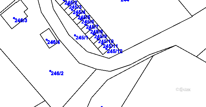 Parcela st. 245/13 v KÚ Lešná, Katastrální mapa