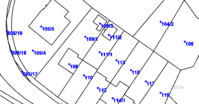 Parcela st. 111/1 v KÚ Lešná, Katastrální mapa