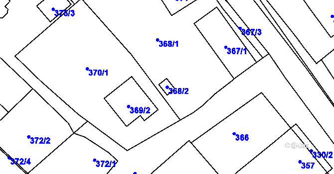 Parcela st. 368/2 v KÚ Lešná, Katastrální mapa
