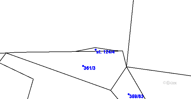 Parcela st. 124/4 v KÚ Lešov, Katastrální mapa