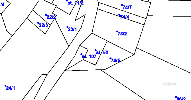 Parcela st. 52 v KÚ Lešov, Katastrální mapa