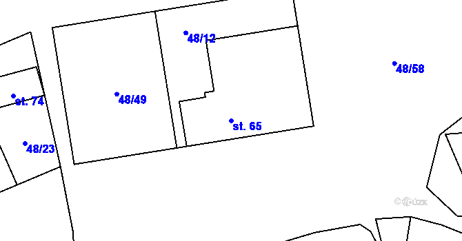 Parcela st. 65 v KÚ Lešov, Katastrální mapa
