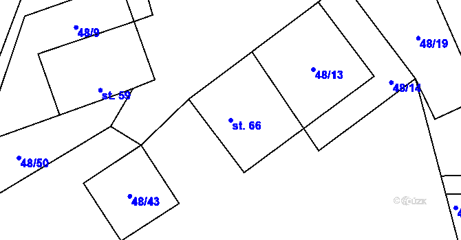 Parcela st. 66 v KÚ Lešov, Katastrální mapa