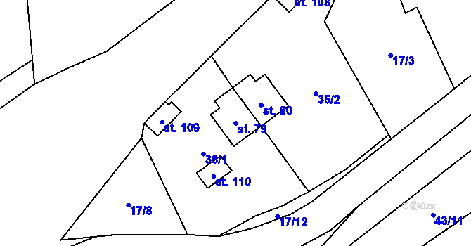 Parcela st. 79 v KÚ Lešov, Katastrální mapa