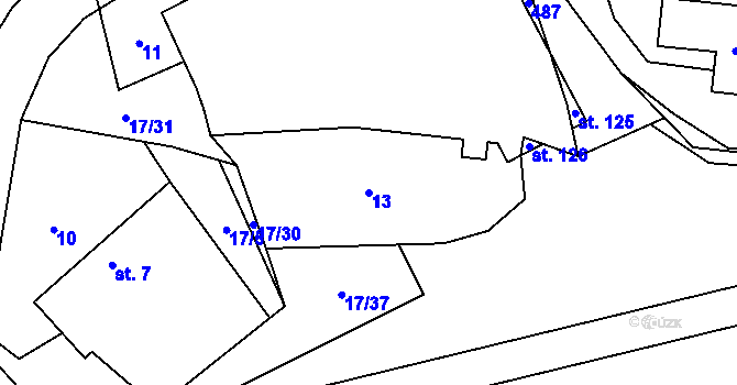 Parcela st. 13 v KÚ Lešov, Katastrální mapa