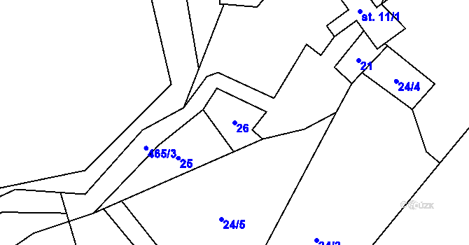 Parcela st. 26 v KÚ Lešov, Katastrální mapa