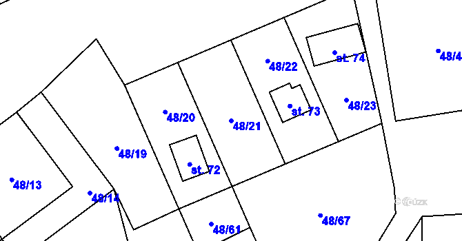 Parcela st. 48/21 v KÚ Lešov, Katastrální mapa