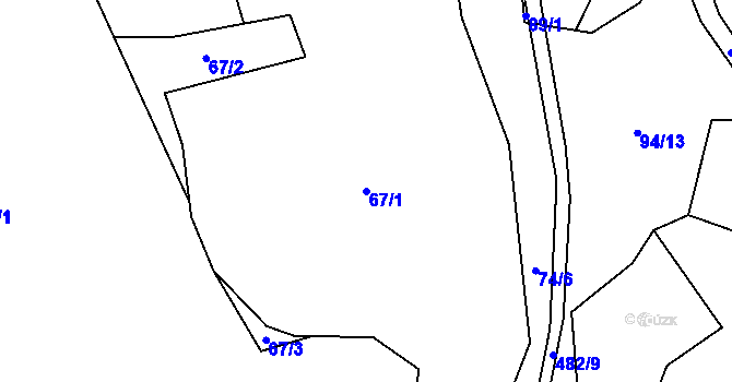 Parcela st. 67/1 v KÚ Lešov, Katastrální mapa