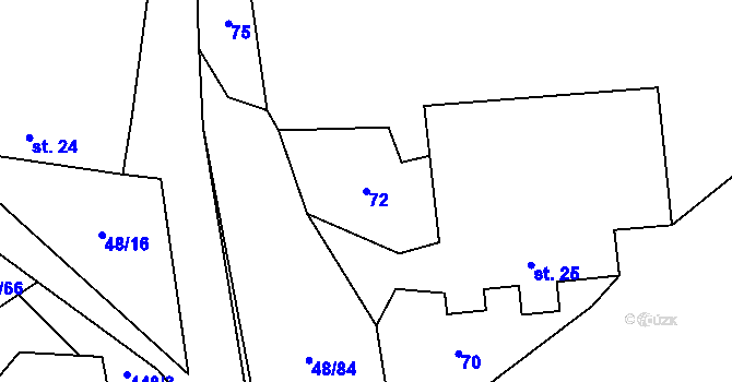 Parcela st. 72 v KÚ Lešov, Katastrální mapa