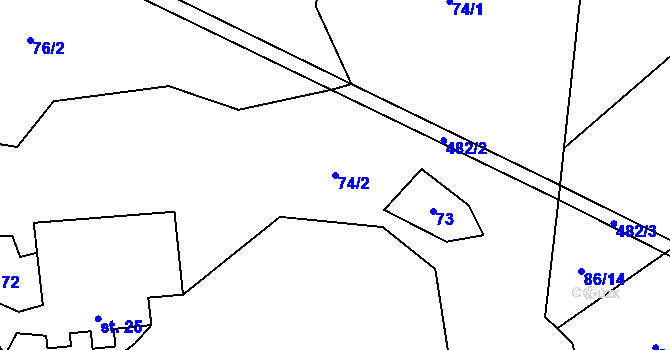 Parcela st. 74/2 v KÚ Lešov, Katastrální mapa