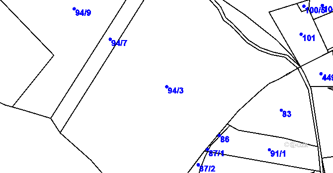 Parcela st. 94/3 v KÚ Lešov, Katastrální mapa