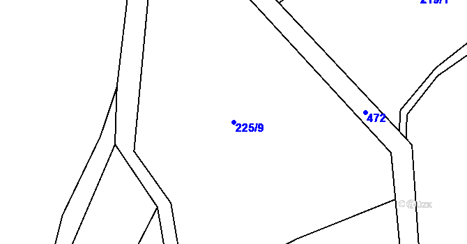 Parcela st. 225/9 v KÚ Lešov, Katastrální mapa