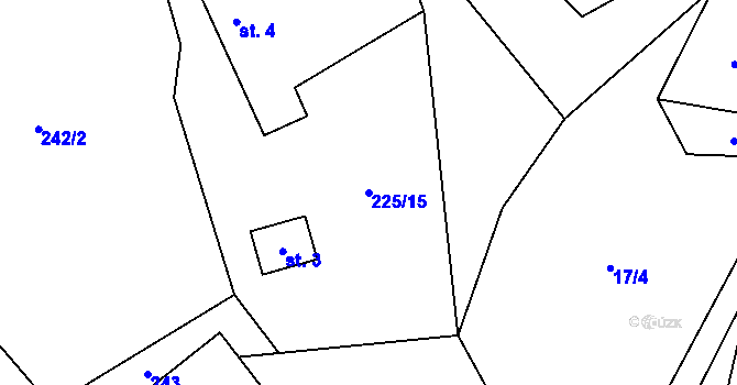 Parcela st. 225/15 v KÚ Lešov, Katastrální mapa