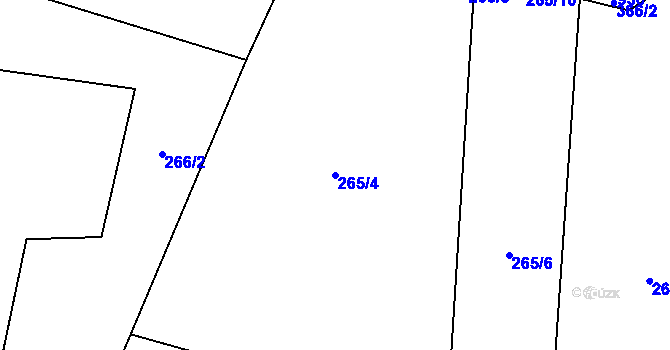 Parcela st. 265/4 v KÚ Lešov, Katastrální mapa