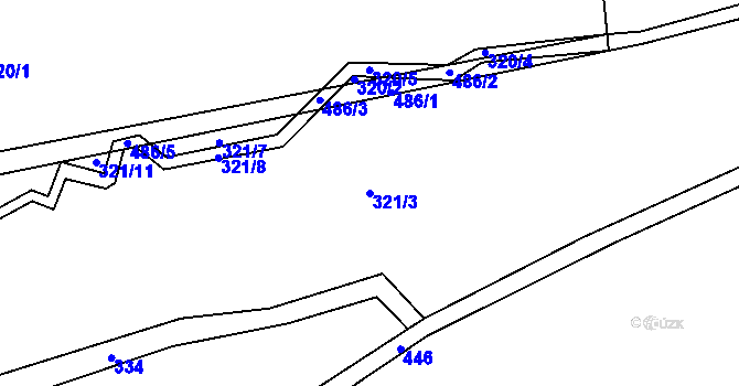 Parcela st. 321/3 v KÚ Lešov, Katastrální mapa