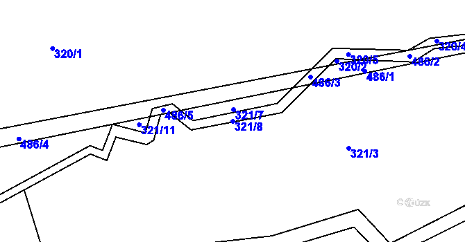 Parcela st. 321/8 v KÚ Lešov, Katastrální mapa